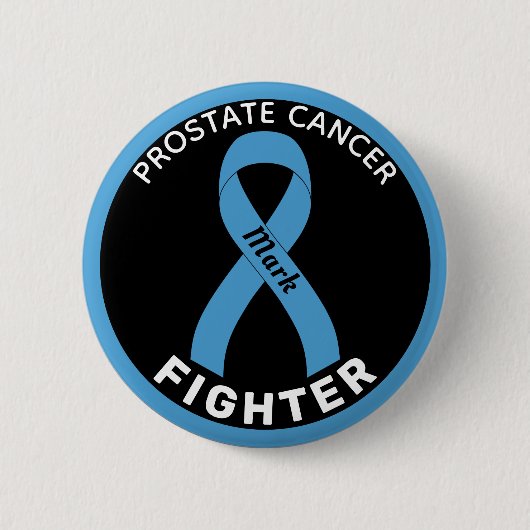Prostate Cancer Fighter Ribbon Black Button (Voorkant)