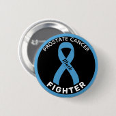 Prostate Cancer Fighter Ribbon Black Button (Voorkant /achterkant)