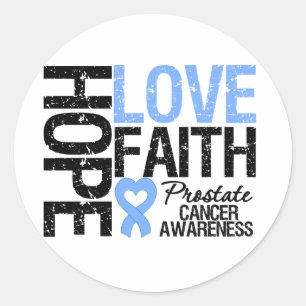 Prostate Cancer Hope Love Faith Ronde Sticker