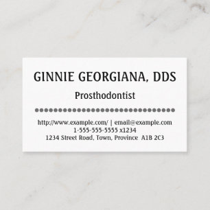Prosthodontiste Carte de visite propre et professi