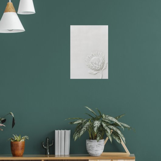 Protea blanche impression d'art botanique en ligne (Salon 1)