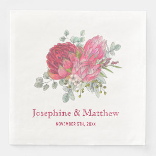 Protea Bloemen & Waratah Bruiloft Servetten