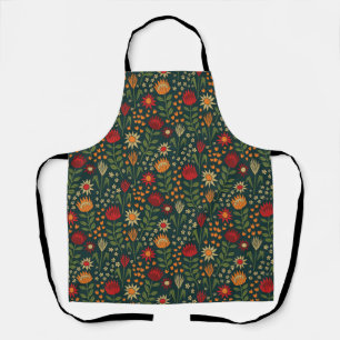 Protea Bloemenblok Print Millefleur donker Schort