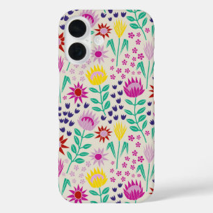 Protea Bloemenblok Print Millefleur lichten iPhone 16 Hoesje