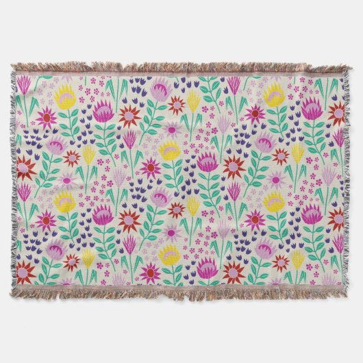 Protea Bloemenblok Print Millefleur lichten Deken (Voorkant)
