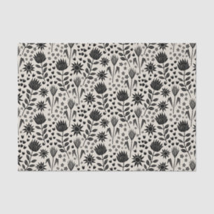 Protea Bloemenblok Print Millefleur zwart linnen Tissuepapier