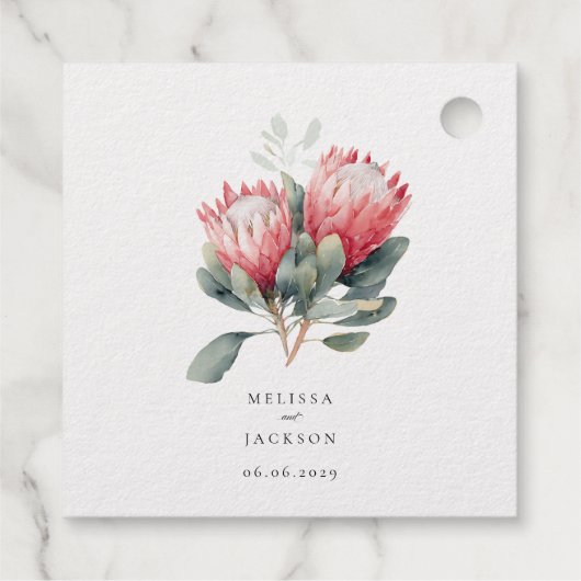 Protea Blush Watercolor Bloemen Bruiloft Bedankjes Labels (Achterkant)