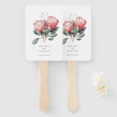 Protea Blush Waterverf Bloemen bruiloft Handwaaier (Voorkant en achterkant)