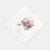 Protea Blush Waterverf Bloemen bruiloft Servet (Hoek)