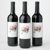 Protea Blush Waterverf Bloemen bruiloft Wijn Etiket (Flessen)