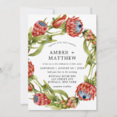 Protea Colorful Waterverf Flower Wedding Invites (Voorkant)
