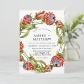Protea Colorful Waterverf Flower Wedding Invites (Staand voorkant)