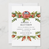 Protea Colorful Waterverf Flower Wedding Invites (Voorkant)