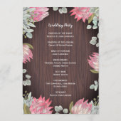 Protea Eucalyptus Lights Hout Rustieke Bruiloft Programma (Achterkant)