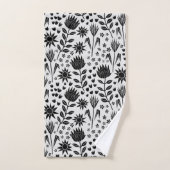 Protea Floral Block Imprimer Millefleur noir blanc (Serviette à main)