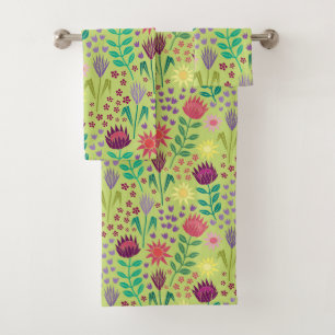 Protea Floral Block Imprimer Millefleur vert pâle
