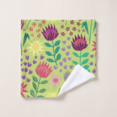 Protea Floral Block Imprimer Millefleur vert pâle (Gant de toilette)