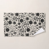 Protea Floral Block Print Millefleur noir lin (Serviette à main)