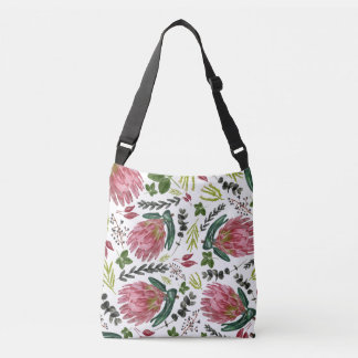 Protea Floral Waterverf Botanisch Crossbody Tas
