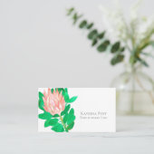 Protea Flower Waterverf Plant Botanisch Roze Visitekaartje (Staand voorkant)