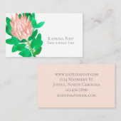 Protea Flower Waterverf Plant Botanisch Roze Visitekaartje (Voorkant / Achterkant)
