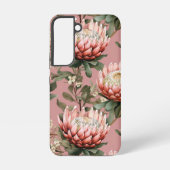 Protea Flowers Fynbos Roze Wit Groen Telefoonhoes Samsung Galaxy Hoesje (Achterkant)