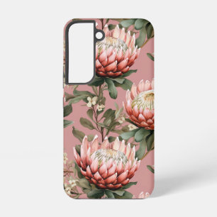 Protea Flowers Fynbos Roze Wit Groen Telefoonhoes Samsung Galaxy Hoesje