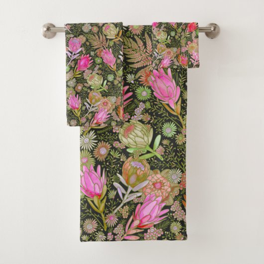 Protea Garden Bath Towel Set Bad Handdoek (Insitu)