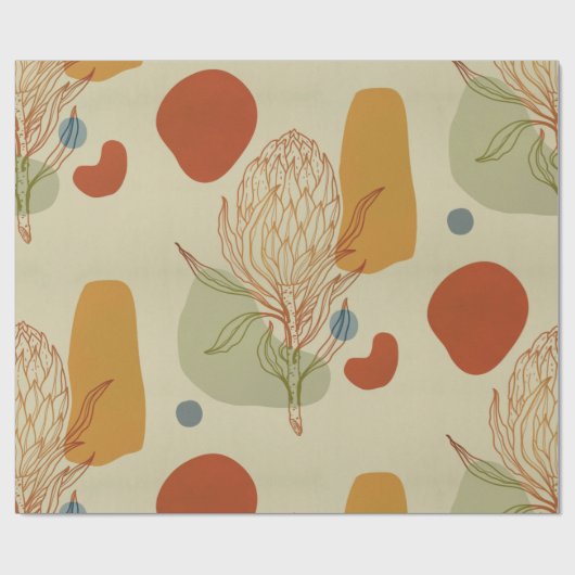 Protea Line Abstract Shapes Trendy Botanical Cadeaupapier (Vlak)