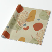 Protea Line Abstract Shapes Trendy Botanical Cadeaupapier (Uitgerold)