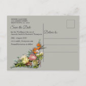 Protea - Strelitzia Bloemen Bewaar de Datum Aankondigingskaart (Achterkant)