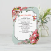 Protea - Strelitzia Flower Baby shower Kaart (Staand voorkant)