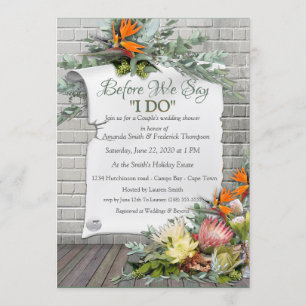 Protea - Strelitzia Flower Wedding Shower Kaart