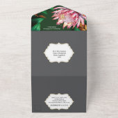 Protea Sugarbush fynbos waterverf bloemenzomer All In One Uitnodiging (Buitenkant)