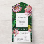 Protea Sugarbush fynbos waterverf bloemenzomer All In One Uitnodiging (Binnen)