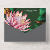 Protea Sugarbush fynbos waterverf bloemenzomer All In One Uitnodiging (Achterkant)