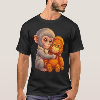 Protect Baby Monkey Punch Baby Macaque Hugging T-shirt
