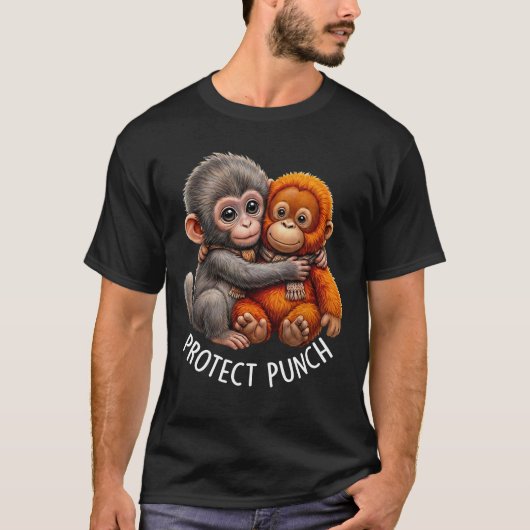 Protect Baby Monkey Punch Monkey Cute Monkey T-shirt (Voorkant)