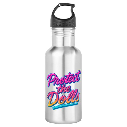 Protect the Dolls Neon Retro Art Waterfles (Voorkant)