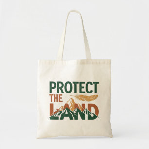 "Protect the Land" Bergen met Veer Tote Bag