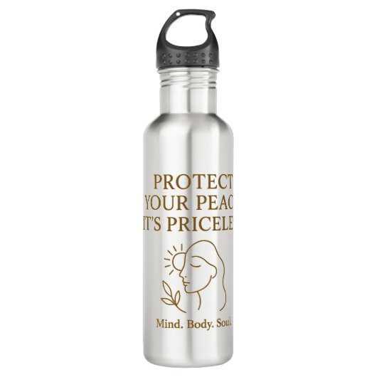 Protect Your Peace — Minimalist Self-Care Quote Waterfles (Voorkant)