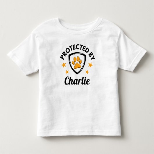 "Protected by" Aangepaste hondennaam Schattige Kinder Shirts (Voorkant)