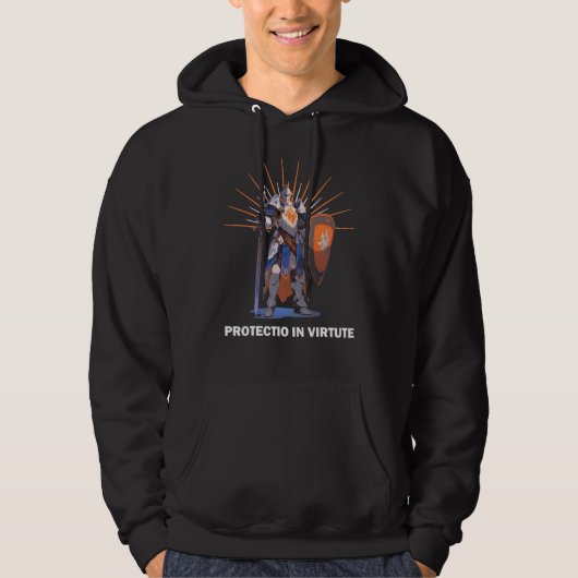 PROTECTIO IN VIRTUTE Knights Templar Motto Hoodie (Voorkant)