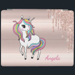 Protection iPad Adorable Unicorn Magical Rose Gold Parties scintil<br><div class="desc">Adorable licorne magique avec gouttes de parties scintillant sur arrière - plan rose or. Un design élégant et sophistiqué.</div>
