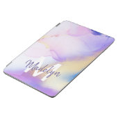Protection iPad Air Aquarelle violet Abstrait Girly Luxury Monogramme (Côté)