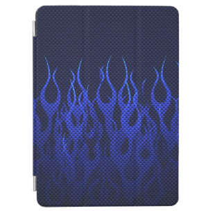 Protection iPad Air Bleu emballant des flammes sur la copie de fibre