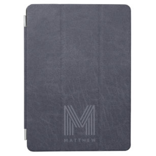 Protection iPad Air Blue Leather Bold Monogramme Masculine Coque-Mate 