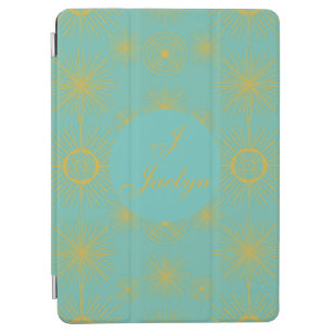 Protection iPad Air Boho Celestial Sun Stars Personnalisé Turquoise