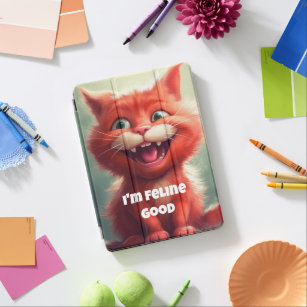 Protection iPad Air Chat rouge "Feline Good"