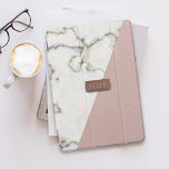 Protection iPad Air Faux Blush<br><div class="desc">Fabulously faux marble and blush pink leather effect with a rose gold metallic look plate for your initials. Please note this a printed effect - no pink cows nor marbled criteres were harmed in the making</div>